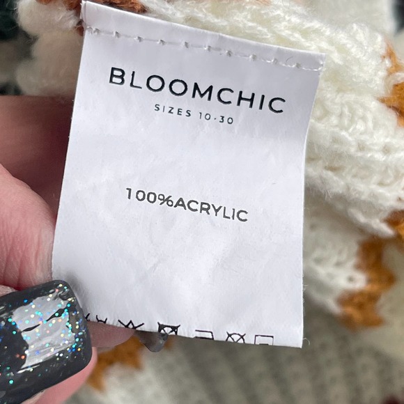 Bloomchic Sweater Womens Plus Size 26 Cream Striped Long Sleeve Boxy V-neck - Picture 5 of 10